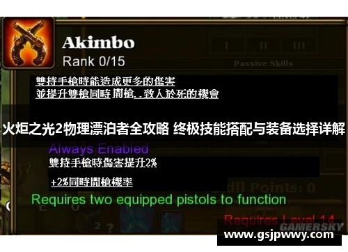 火炬之光2物理漂泊者全攻略 终极技能搭配与装备选择详解 火炬之光2物理漂泊者全攻略 终极技能搭配与装备选择详解